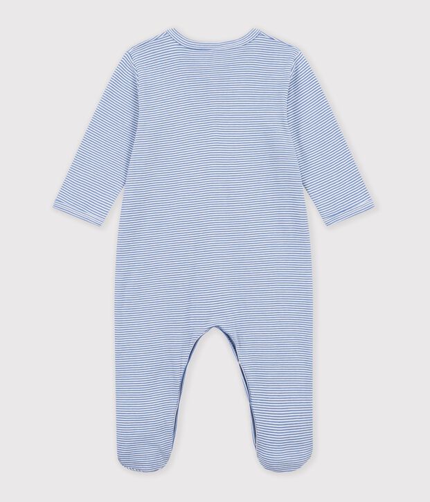 Pigiama in cotone millerighe neonato blu/bianco