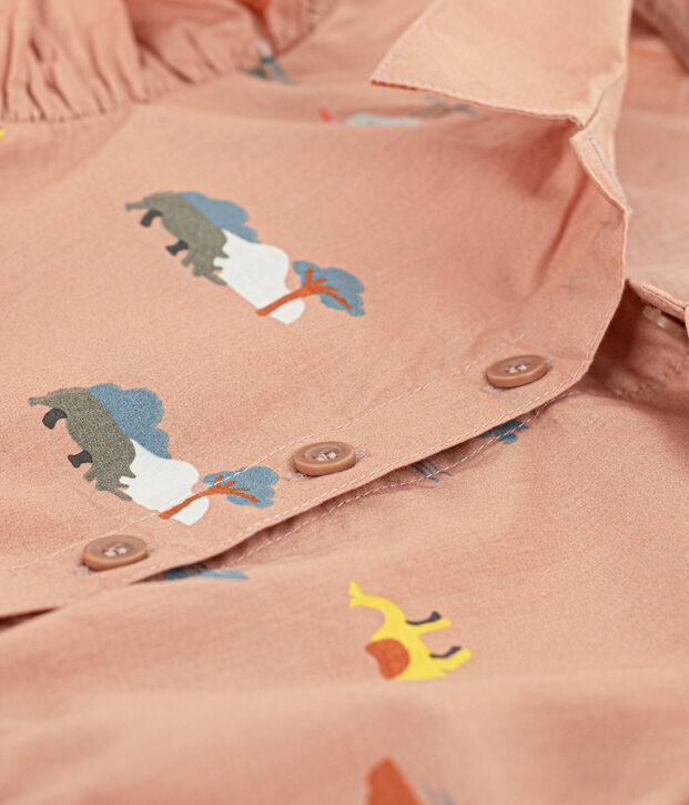 Abito bambina senza maniche in popeline beige/multicolore
