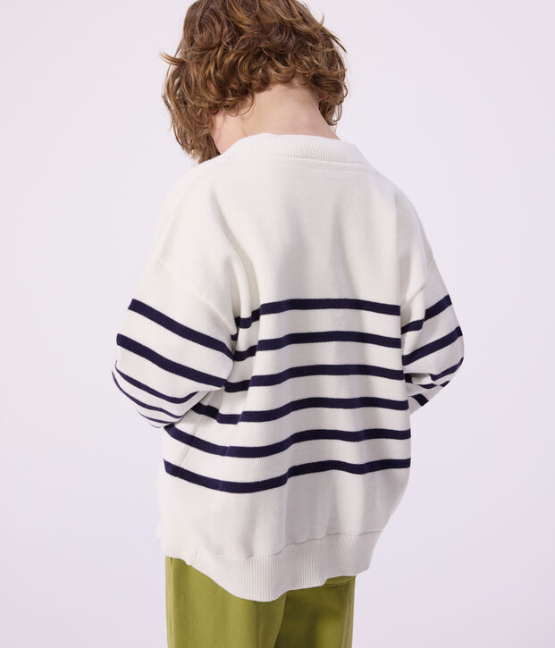 Cardigan in cotone a righe bambino blu/blu