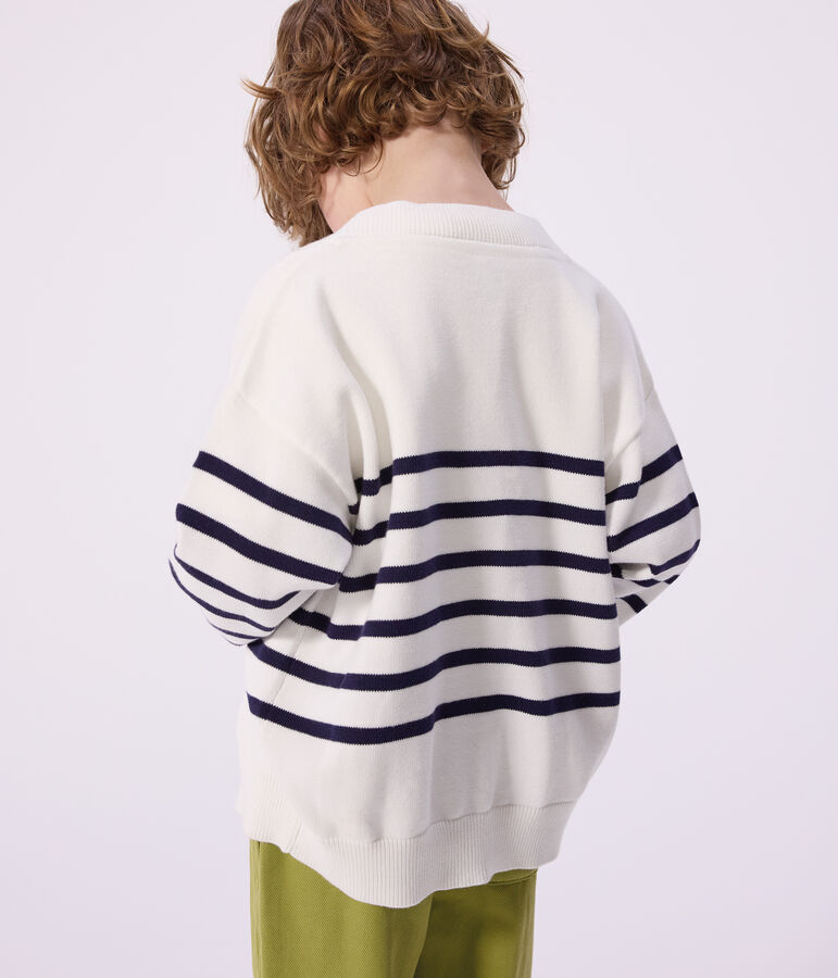 Cardigan in cotone a righe bambino blu/blu