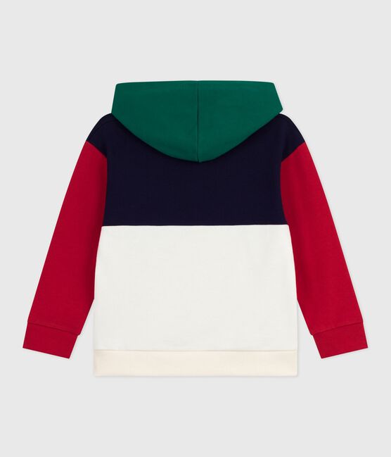 Felpa con cappuccio in cotone color block bambino blu SOIR/ MULTICO