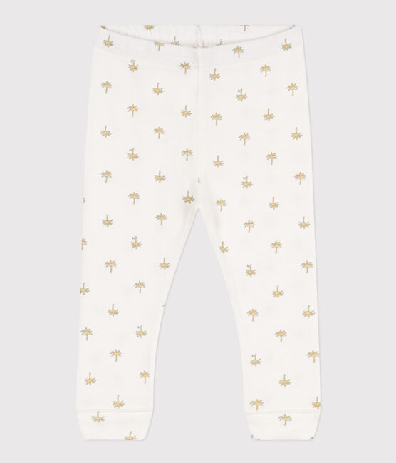 Leggins  bebè in cotone stampato a fiori bianco MARSHMALLOW/grigio GRIS