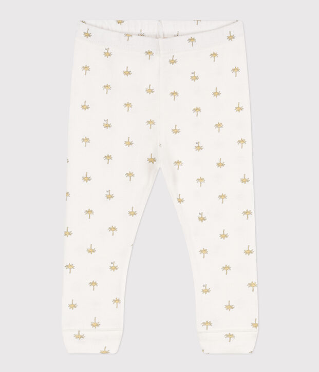 Leggins  beb&egrave; in cotone stampato a fiori bianco/grigio