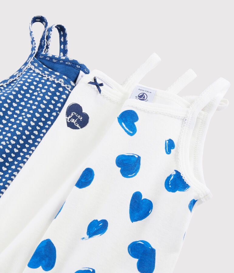 Confezione da 3 canottiere con spalline cuori bambina multicolore
