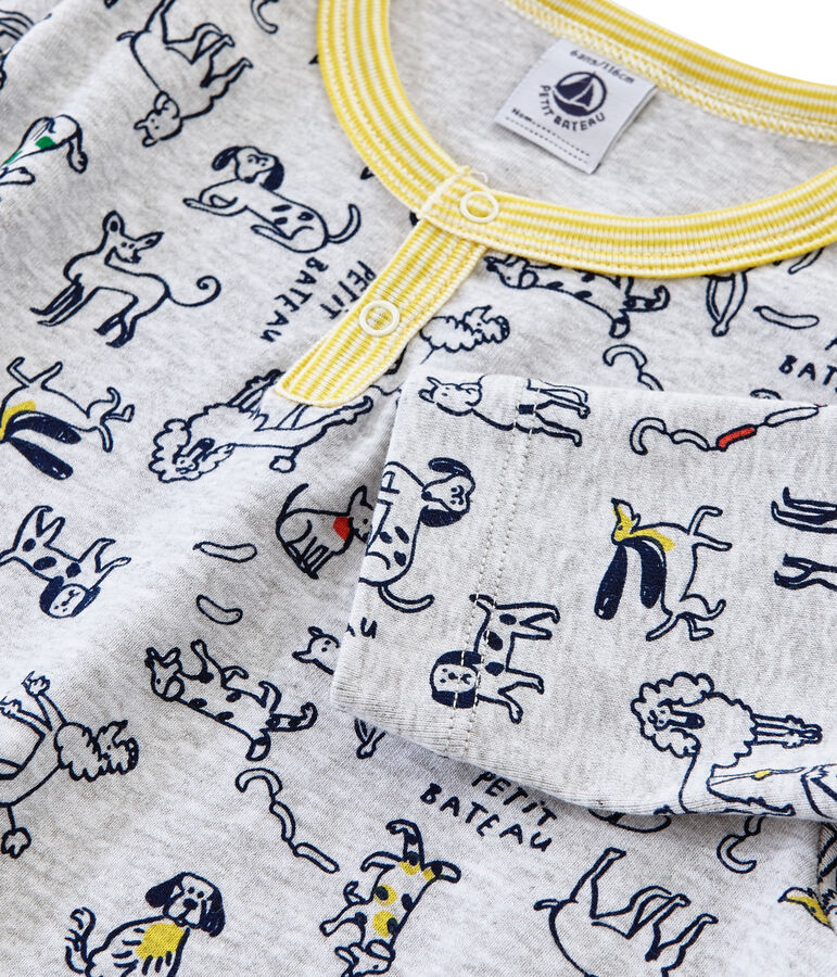 Pigiama a costine grigio POUSSIERE/bianco MULTICO