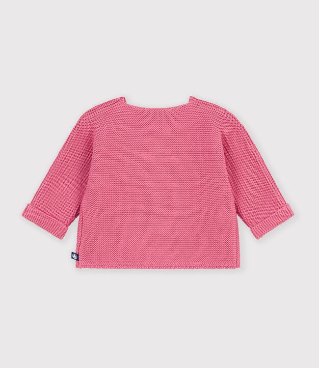 Cardigan in maglia di cotone a punto legaccio tinta unita neonato rosa