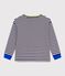 T-shirt a maniche lunghe in cotone a righe bambino blu SOIR/ MILK