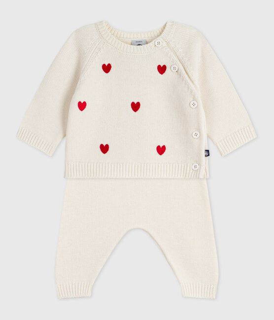 Set 2 pezzi in maglia con cuori ricamati neonato rosso MARSHMALLOW/ POMPEI