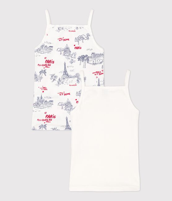 Confezione da 2 canotte con spalline bambina in cotone variante 1