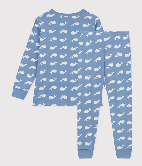 Pigiama in cotone fantasia balena bambino blu BEACH/ MARSHMALLOW