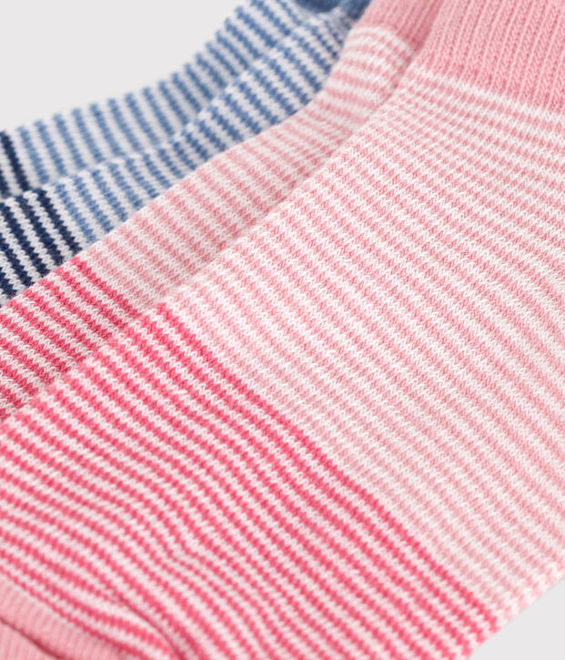 2 paia di calzini per bambine in cotone millerighe multicolore