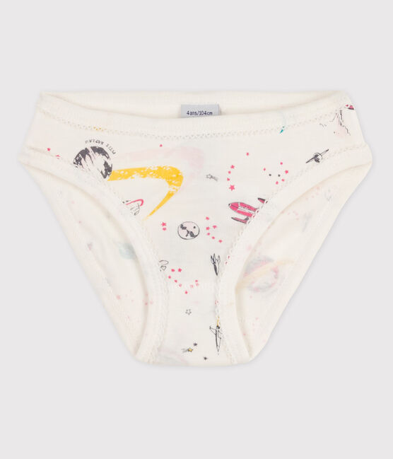 La mutandina in cotone per bambina bianco MARSHMALLOW/rosa PETAL/ MULTICO
