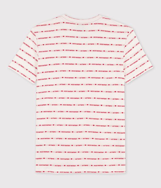T-shirt L'ICONIQUE girocollo in cotone Donna bianco MARSHMALLOW/rosso TERKUIT