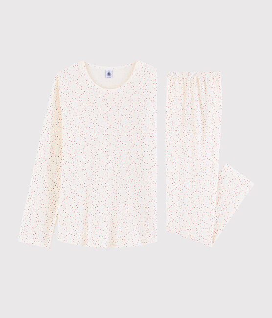 Pigiama pois multicolori ragazza-donna in cotone biologico bianco MARSHMALLOW/bianco MULTICO
