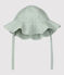Cappellino in seersucker a righe bebè. blu BRUT/bianco MARSHMALLOW