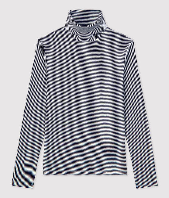T-shirt lupetto L'ICONIQUE in cotone donna blu SMOKING/bianco MARSHMALLOW