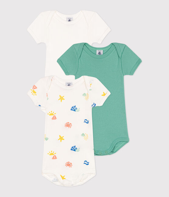 Set da 3 body a maniche corte in cotone con stampa neonato variante 1