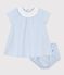 Abito a maniche corte in cotone con bloomer abbinato a righe neonata blu MARSHMALLOW/ FLO