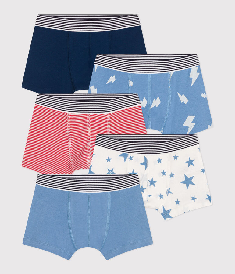Set di 5 boxer in cotone con stampa bambino multicolore