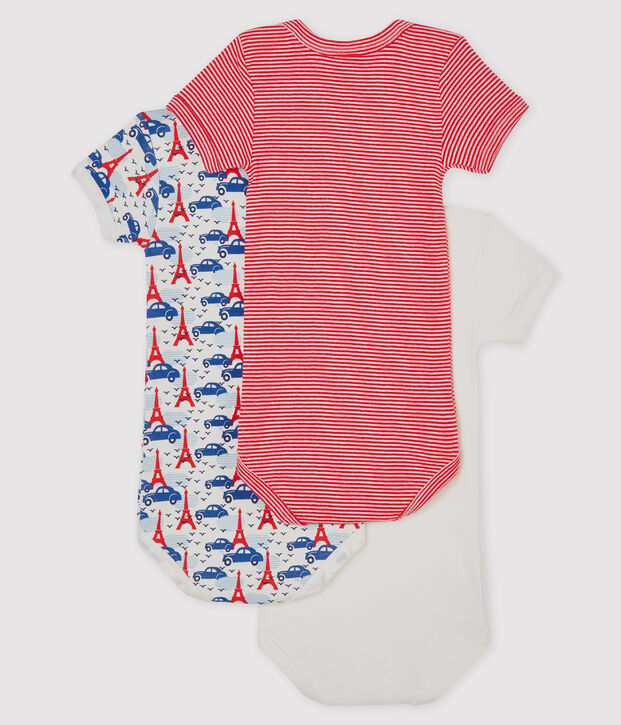 Trio body manica corta beb&egrave; maschio multicolore