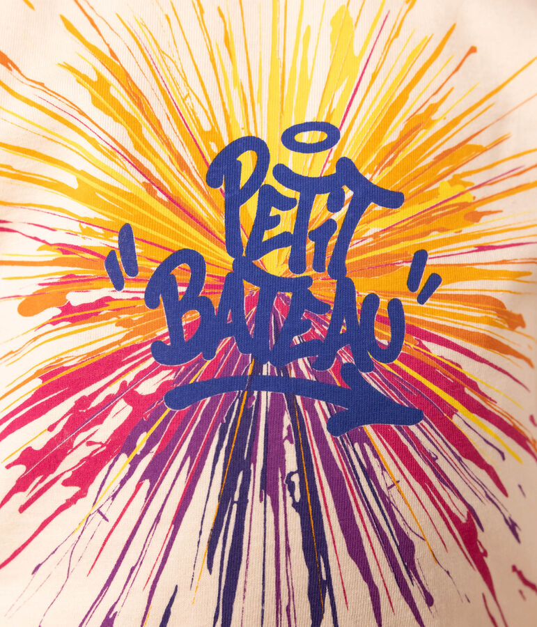 T-shirt  maniche corte in cotone bambino ecru/multicolore