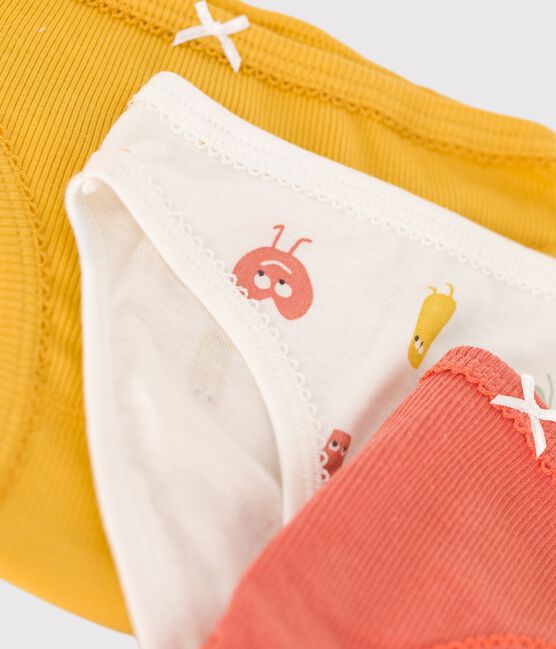 Confezione da 3 slip bambina con emoticon in cotone e Lyocell variante 1