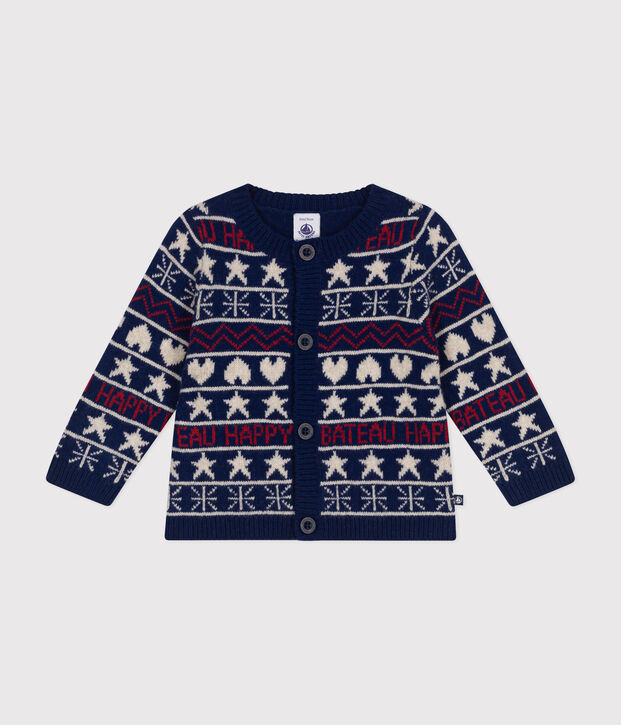 Cardigan lavorato a maglia per neonati blu/multicolore