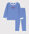 Pigiama millerighe in cotone bambina/bambino blu PERSE/bianco MARSHMALLOW