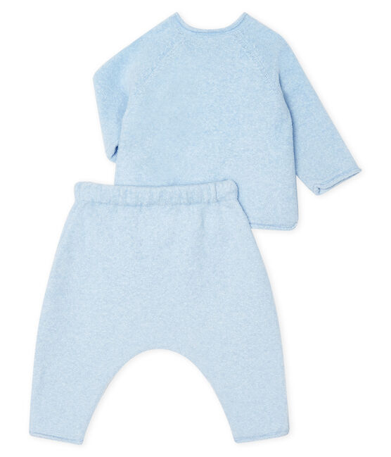 Completo due pezzi bebè in cotone, lana merino e poliestere blu TOUDOU
