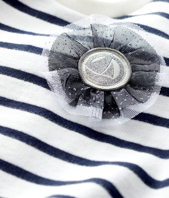 Felpa iconica bebè femmina bianco MARSHMALLOW/blu SMOKING