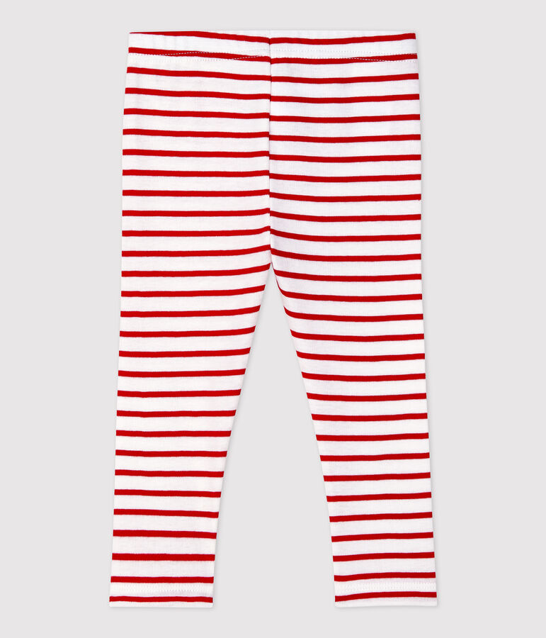 Leggins in cotone beb&egrave;. bianco/rosso
