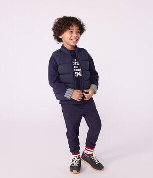 Piumino bambino senza maniche bicolore double face blu/giallo