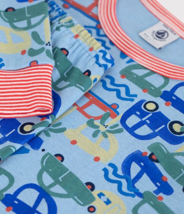 Pigiama in cotone con automobili stampate bambino blu/multicolore