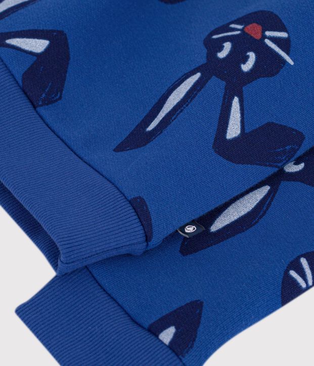 Felpa in cotone con stampa animalier bambino blu/multicolore