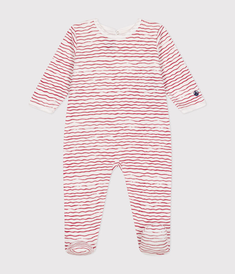 Dors bien en velours b&eacute;b&eacute; bianco/rosso