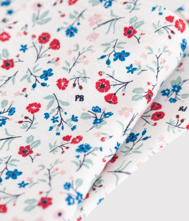 Leggings in cotone con stampa a fiori neonato bianco/multicolore