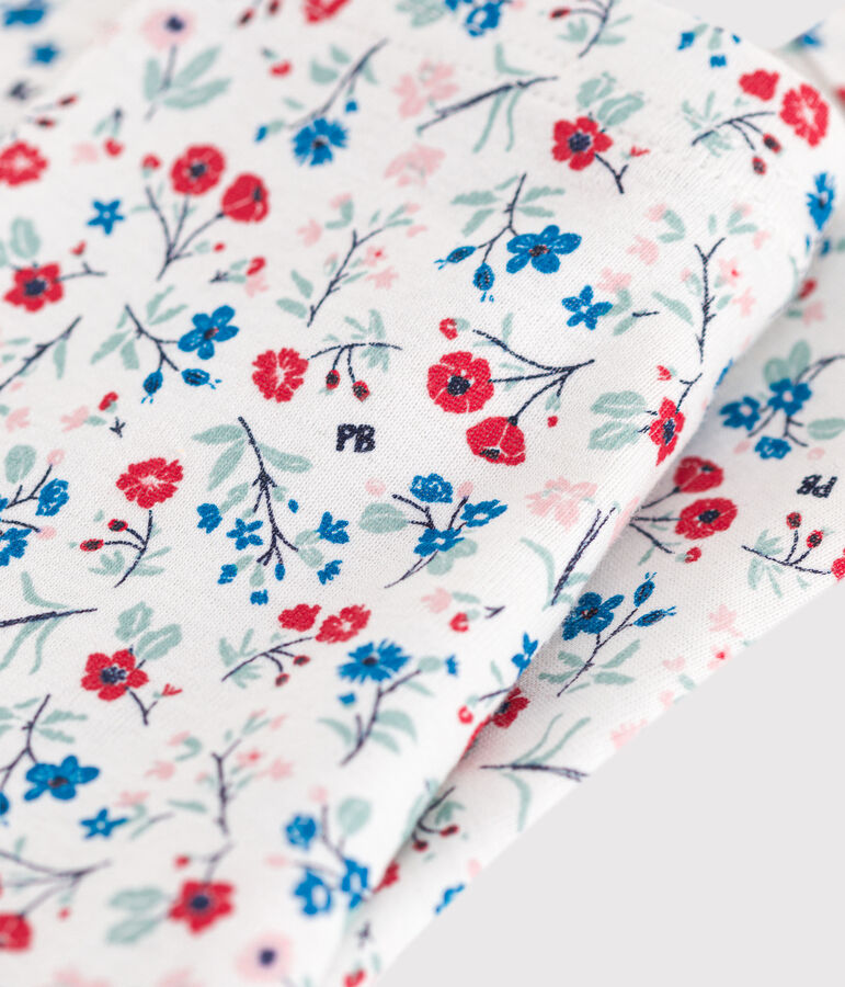 Leggings in cotone con stampa a fiori neonato bianco MARSHMALLOW/bianco MULTICO