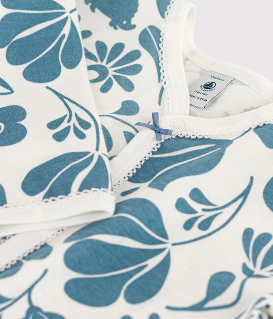 Tutina pigiama senza piedi a fiori bebè in cotone bianco MARSHMALLOW/ ROVER