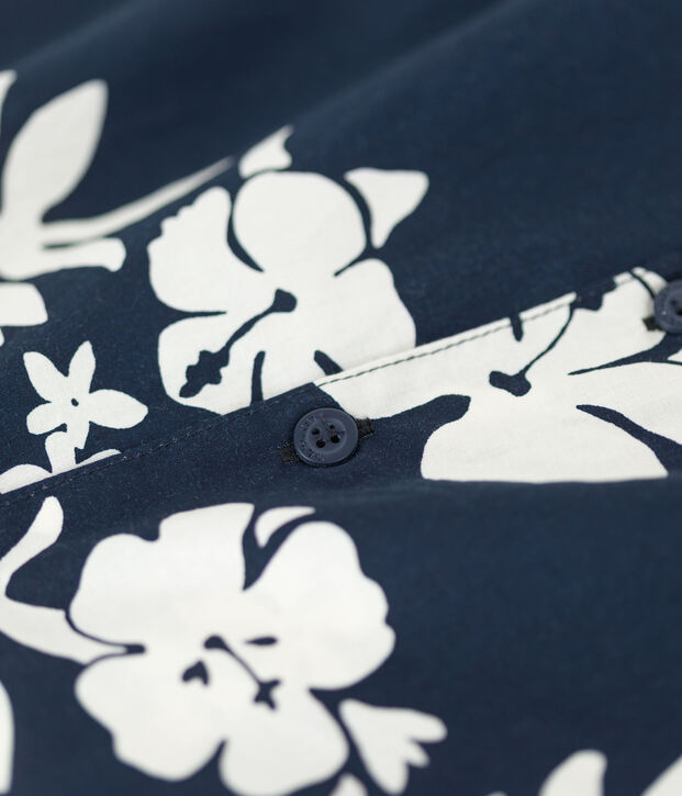 Camicia a manica corta in popeline bambino blu/bianco