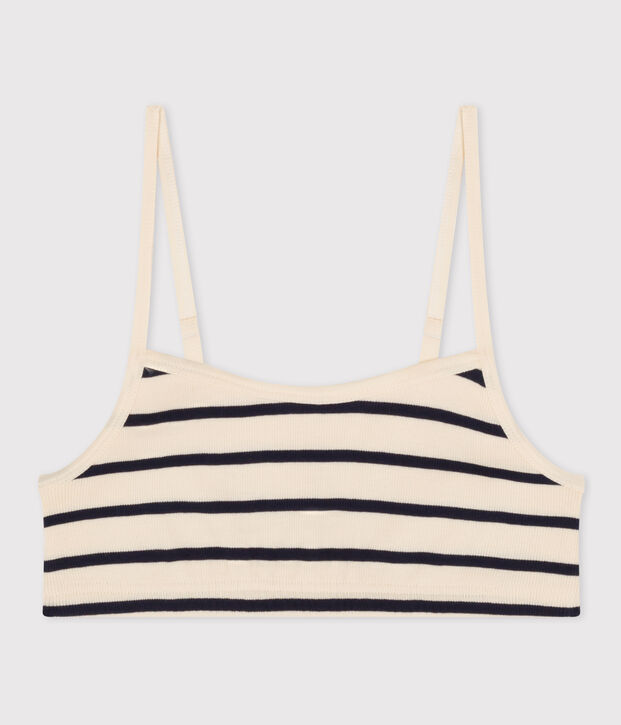 Reggiseno brassi&egrave;re senza ferretto Donna ecru/blu