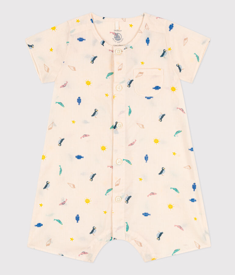 Tutina in popeline beb&egrave; con stampa bianco AVALANCHE/ MULTICO