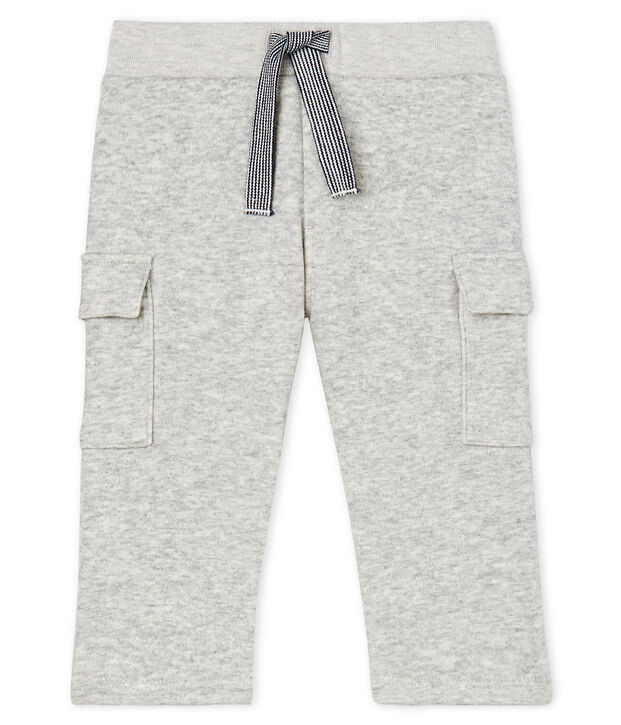 Pantalone beb&egrave; maschio in maglia di velluto grigio