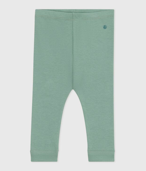 Leggings in cotone tinta unita neonato verde