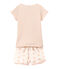 Pigiama corto bambina doppio tessuto con serigrafia bianco LAIT/rosa ROSE/ FLEUR