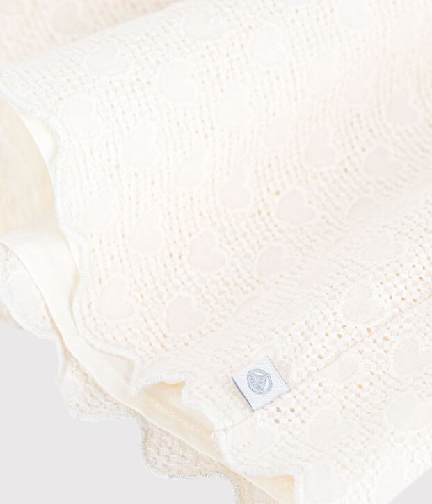 Blusa a maniche corte in cotone con motivo a cuori bambina bianco