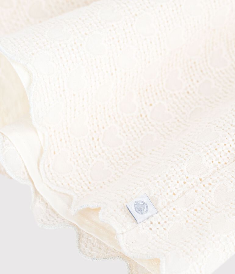 Blusa a maniche corte in cotone con motivo a cuori bambina bianco MARSHMALLOW