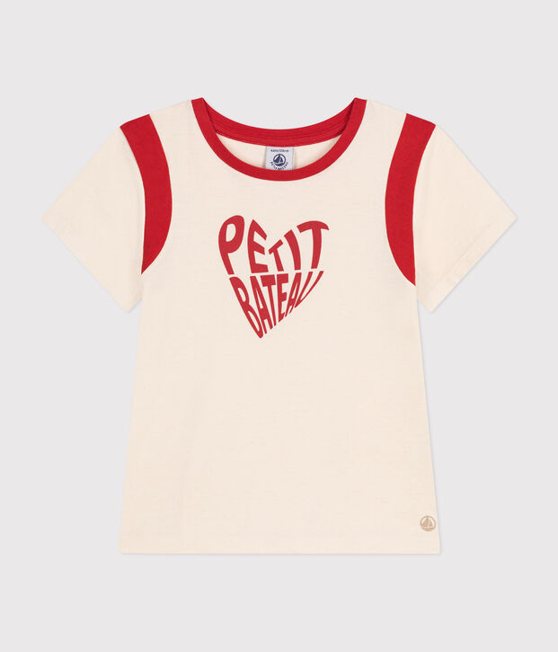 T-shirt in jersey bambina ecru