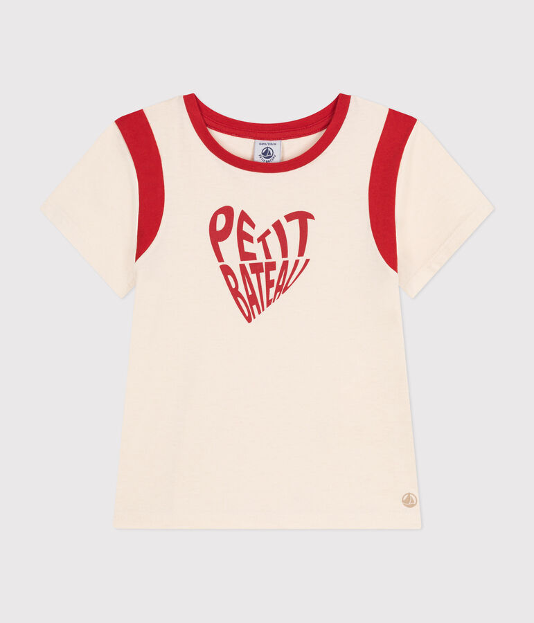 T-shirt in jersey bambina ecru