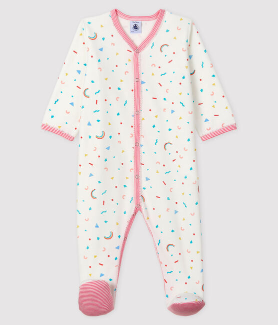 Tutina fantasia coriandoli bebè femmina in ciniglia bianco MARSHMALLOW/bianco MULTICO