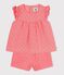 Completo 2 pezzi in sangallo con motivo a cuori neonata rosa